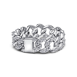 Anillo Cadena Cubana en Pavé