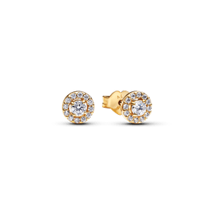Aretes de Botón Halo Redondo en Pavé