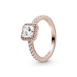 Anillo Cuadrado Halo con Brillo