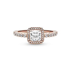 Anillo Cuadrado Halo con Brillo