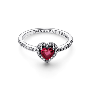 Anillo Corazón Rojo Elevado