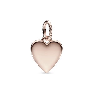 Dije de corazón grabable con recubrimiento en oro rosa de 14k