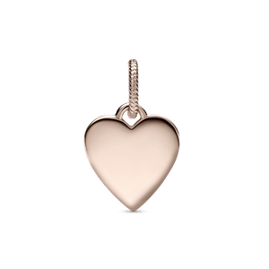 Dije de corazón grabable con recubrimiento en oro rosa de 14k