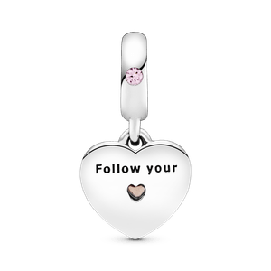 Charm Colgante Laberinto De Corazones Rosa Recubrimiento en Oro Rosa de 14k