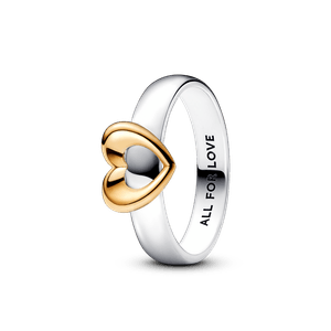 Anillo Corazón Radiante Bicolor Deslizante