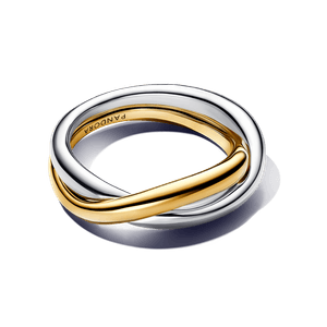 Anillo Bandas Entrelazadas en Dos Tonos