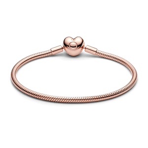 Brazalete de Cadena de Serpiente con Cierre de Corazón de Pandora Moments