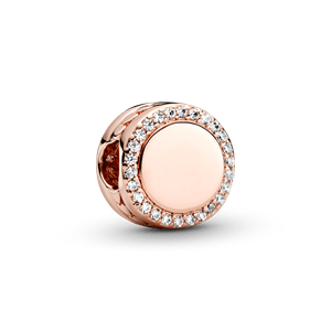 Charm de Botón Brillante para Grabar Rosa