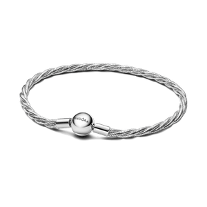 Brazalete Cadena de Serpiente Trenzada con Cierre de Bola de Pandora