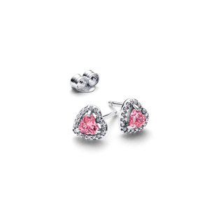 Aretes de Botón Corazón Rosa