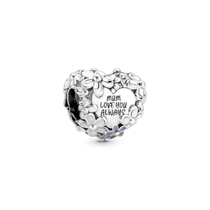 Charm Corazón Con Margaritas Mamá
