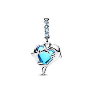 Charm Colgante Delfines de Cristal de Murano Azul