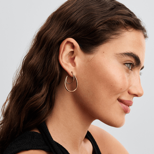 Aretes de Aro Doble de Forma Orgánica