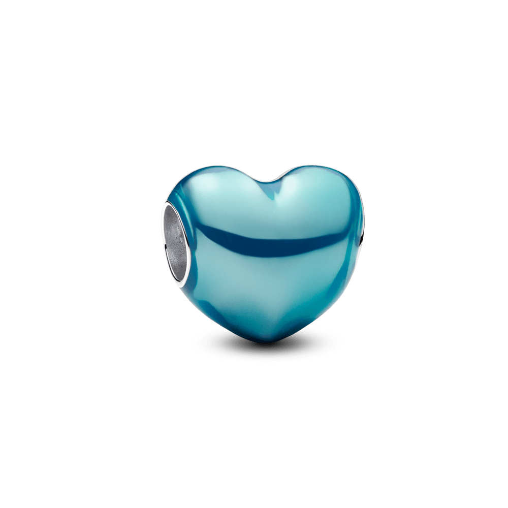 Charm Corazón Metálico Azul Cielo