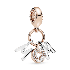 Charm colgante con las letras de Recubrimiento en Oro Rosa de 14k