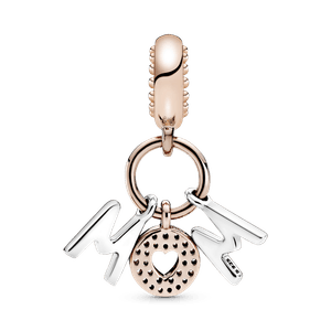 Charm colgante con las letras de Recubrimiento en Oro Rosa de 14k