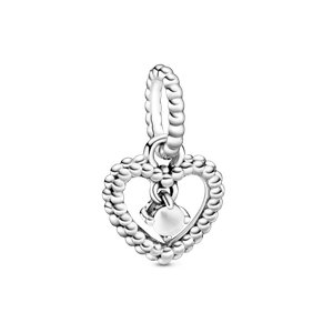 Charm colgante Corazón de abalorio blanco leche