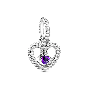 Charm colgante Corazón de abalorio morado