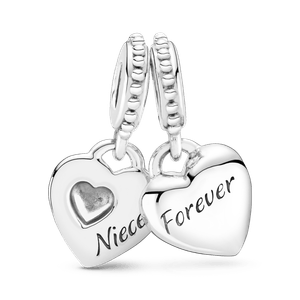 Charm colgante tía y sobrina con corazón dividido