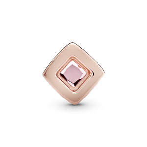 Clip fijo Cuadrado Rosado En Recubrimiento en Oro Rosa de 14k Reflexions