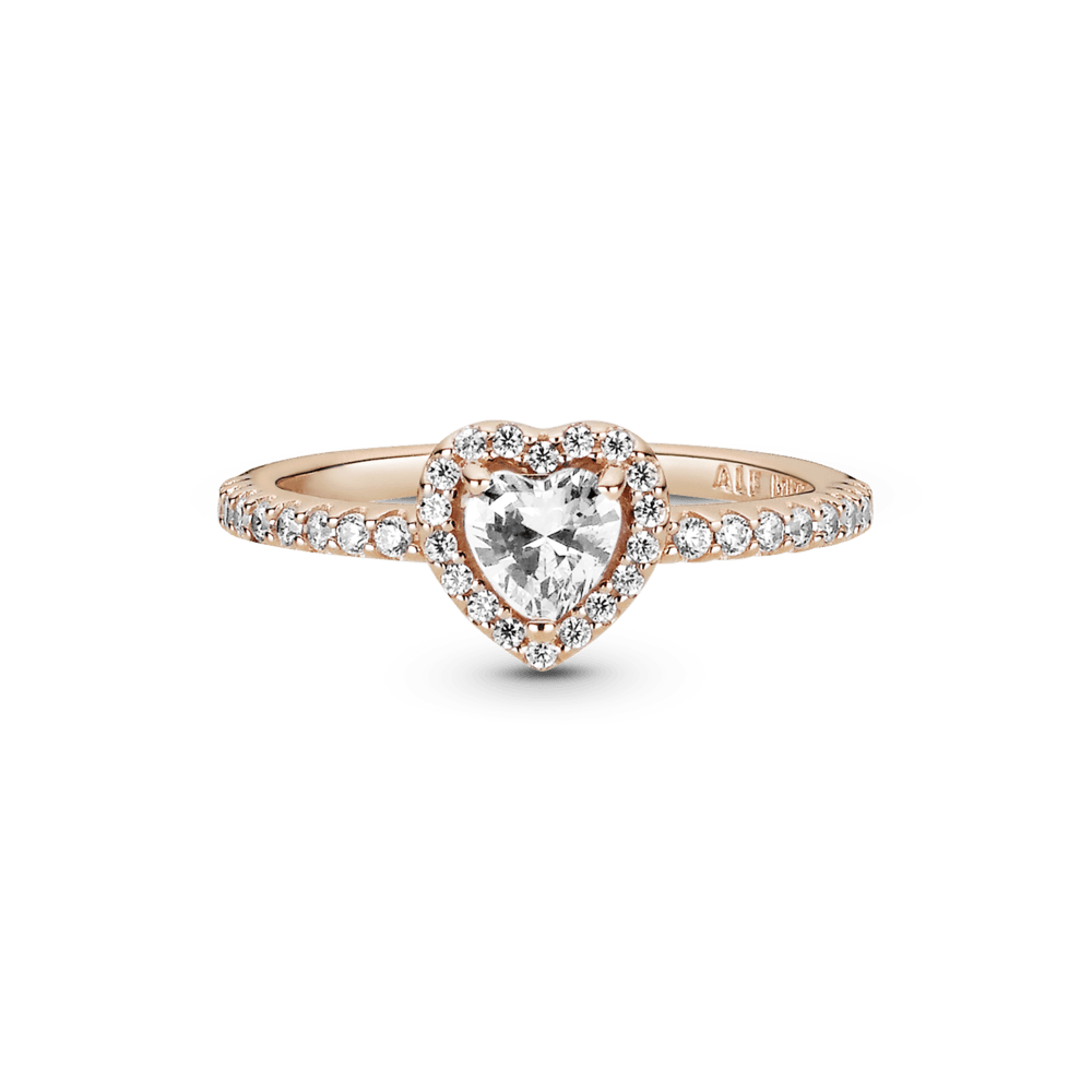 Anillo de corazón elevado brillante Recubrimiento en Oro Rosa de