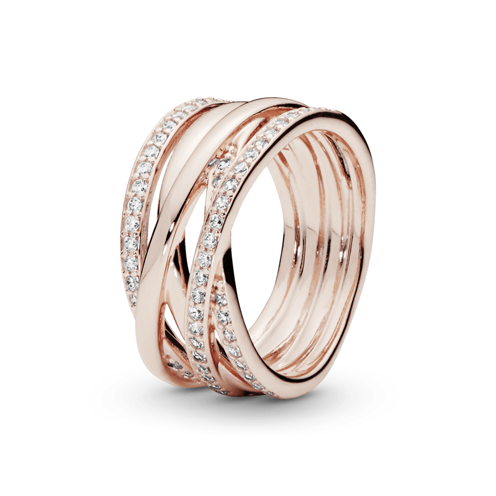 Anillo Entrelazado Cz Clara Recubrimiento en Oro Rosa de 14k