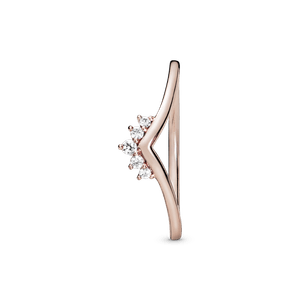 Anillo Hueso de los deseos con tiara Recubrimiento en Oro Rosa de 14k