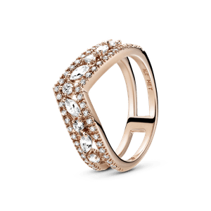 Anillo Hueso de los deseos doble talla marquise reluciente