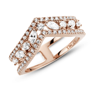 Anillo Hueso de los deseos doble talla marquise reluciente