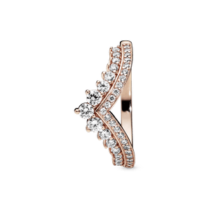 Anillo Hueso de los deseos Princesa Recubrimiento en Oro Rosa de 14k