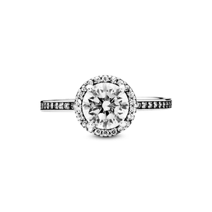 Anillo redondo con halo brillante