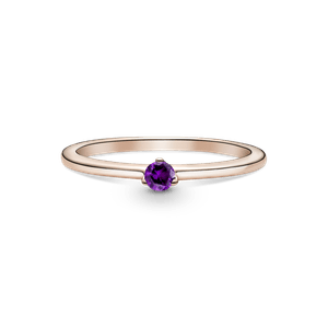 Anillo solitario morado Recubrimiento en Oro Rosa de 14k