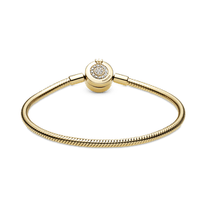 Brazalete Pandora Moments cadena de serpiente Corona O resplandeciente Recubrimiento en Oro de 14k