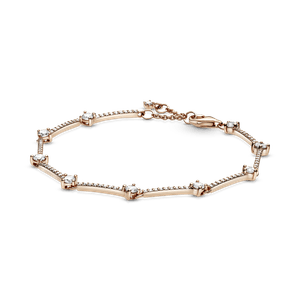 Brazalete Recubrimiento en Oro Rosa de 14k de barras con pavé brillante