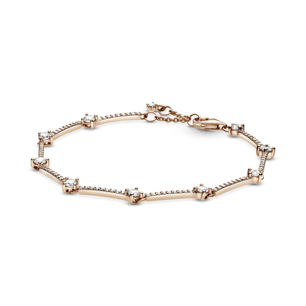 Brazalete Recubrimiento en Oro Rosa de 14k de barras con pavé brillante