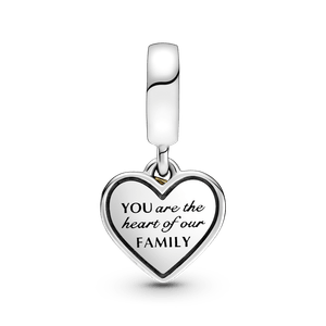 Charm Colgante De Dos Tonos Árbol De Familia Y Corazón