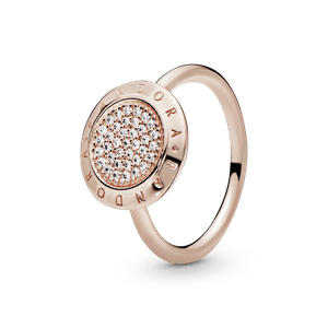 Anillo Con Pavé Y Logotipo Recubrimiento en Oro Rosa de 14k
