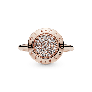 Anillo Con Pavé Y Logotipo Recubrimiento en Oro Rosa de 14k