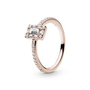 Anillo Halo Cuadrado Brillante Recubrimiento en Oro Rosa de 14k