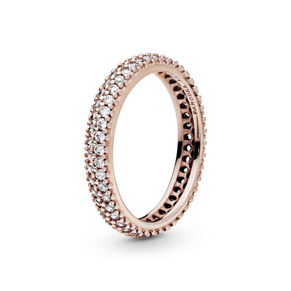 Pandora - Anillo Pavé Elegante Recubrimiento en Oro Rosa de 14k | Ofertitas