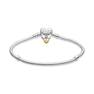Brazalete Cadena De Serpiente Con Broche De Corazón De Disney Pandora Moments Recubrimiento en Oro de 14k