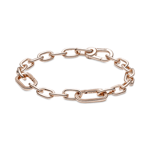 Brazalete De Cadena De Eslabones Dos Conectores Recubrimiento en Oro Rosa De 14K Pandora Me