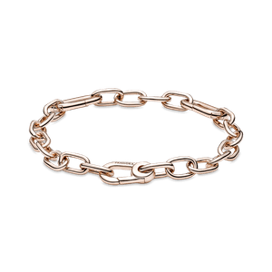 Brazalete De Cadena De Eslabones Dos Conectores Recubrimiento en Oro Rosa De 14K Pandora Me