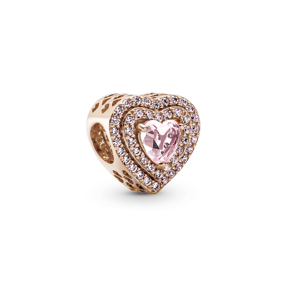 Charm Corazón Nivelado Brillante Recubrimiento en Oro Rosa 14k