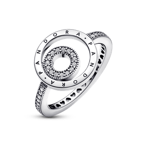 Anillo Círculos en pavé con logotipo Pandora Signature