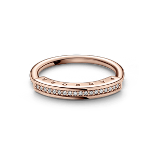 Anillo I-D en pavé Pandora Signature Recubrimiento en Oro Rosa 14k