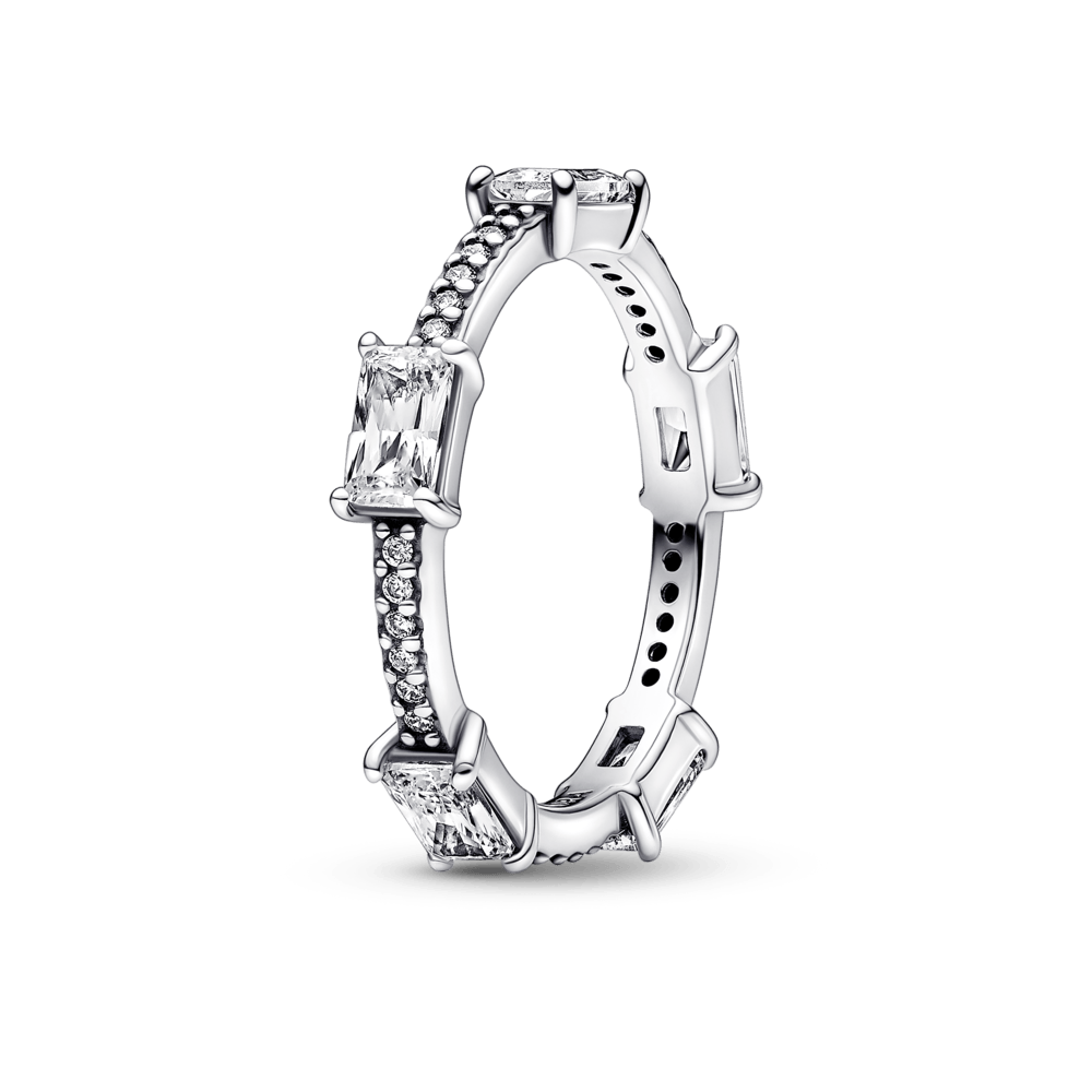 Anillo Barras rectangulares en pavé reluciente Pandora Plata Esterlina