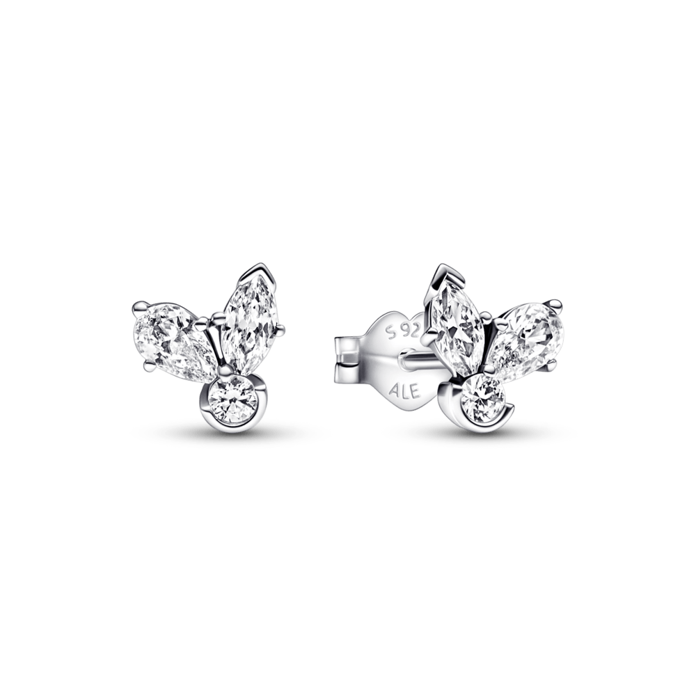 Aretes de botón Racimo herbario reluciente Pandora Plata Esterlina