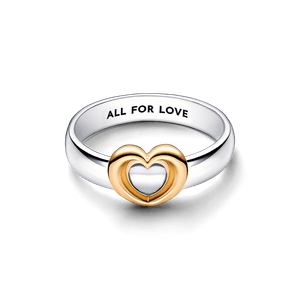 Anillo Corazón Radiante Bicolor Deslizante