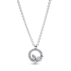 Collar con pendiente Racimo y círculo herbario reluciente